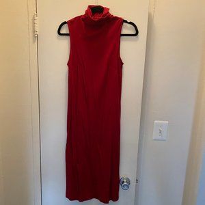 Red Sleeveless Sweater Dress